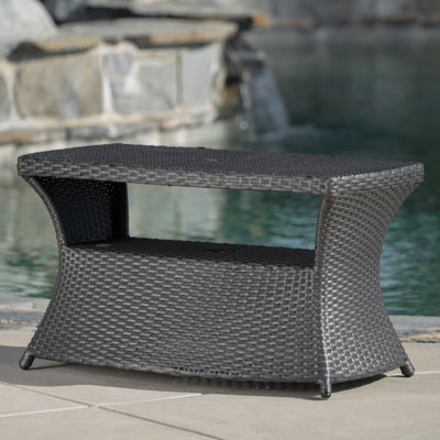 Table d'appoint grise pour l'extérieur, structure en fer, l 34 po x P 22 po H 19,5 po, table de mobilier de patio polyvalente, ajoute de l'élégance à