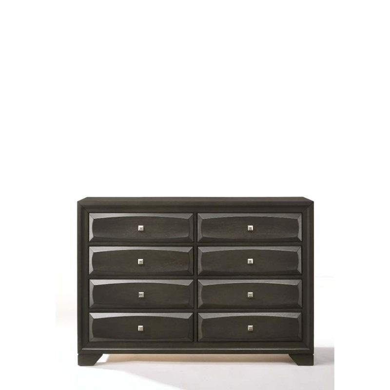 Commode 8 tiroirs Soteris, finition gris antique