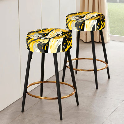 Ensemble de 2 tabourets de bar jaune et noir