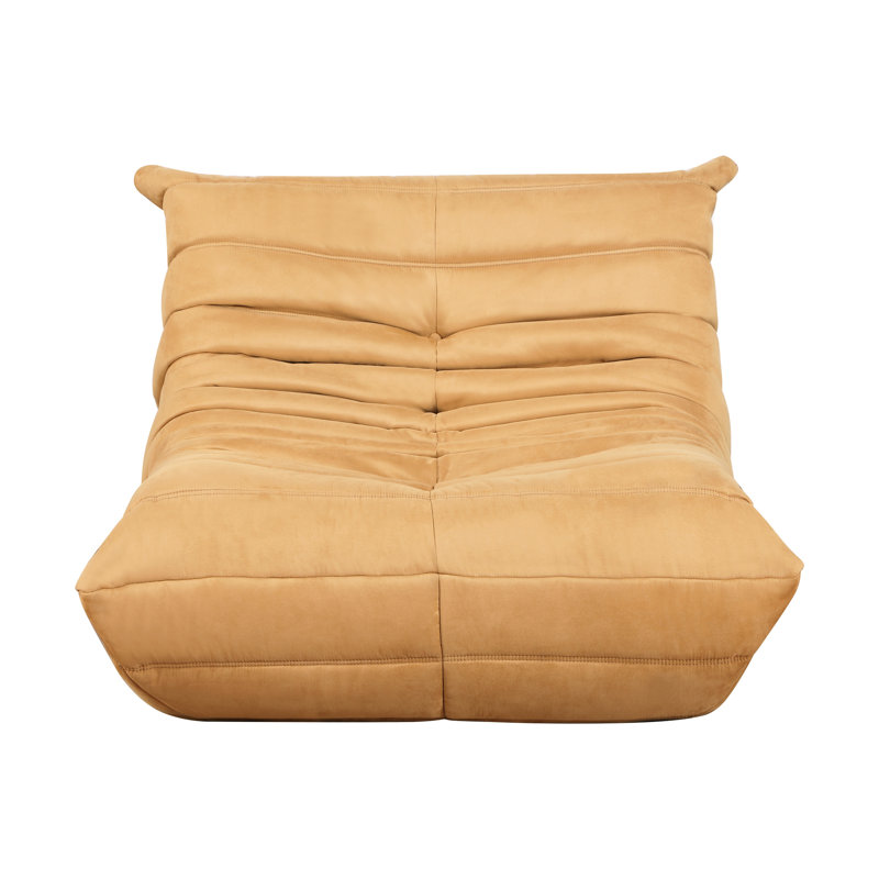 Chaise d'appoint luxueuse en microfibre jaune, rembourrée de mousse à haute résilience, antidérapante, sans assemblage, profondeur d'assise de 24,5 po, espace de vie contemporain de 33,5 po