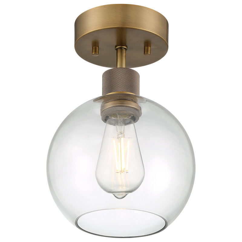 Southglenn Glass Semi Flush Mount, Antique Brushed Brass