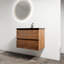 Meuble-lavabo de 30 po avec lavabo en céramique noire. 2 tiroirs à fermeture en douceur. Fixation murale. Aménagement contemporain. Lavabo de construction. Étude moderne. Base en contreplaqué-1613654661-1613654715-1613654660