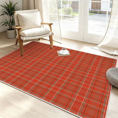 Black Tartan Traditional Checkered British Fabric Abstract Backdrop Buffalo Machine Washable Indoor Area Rug