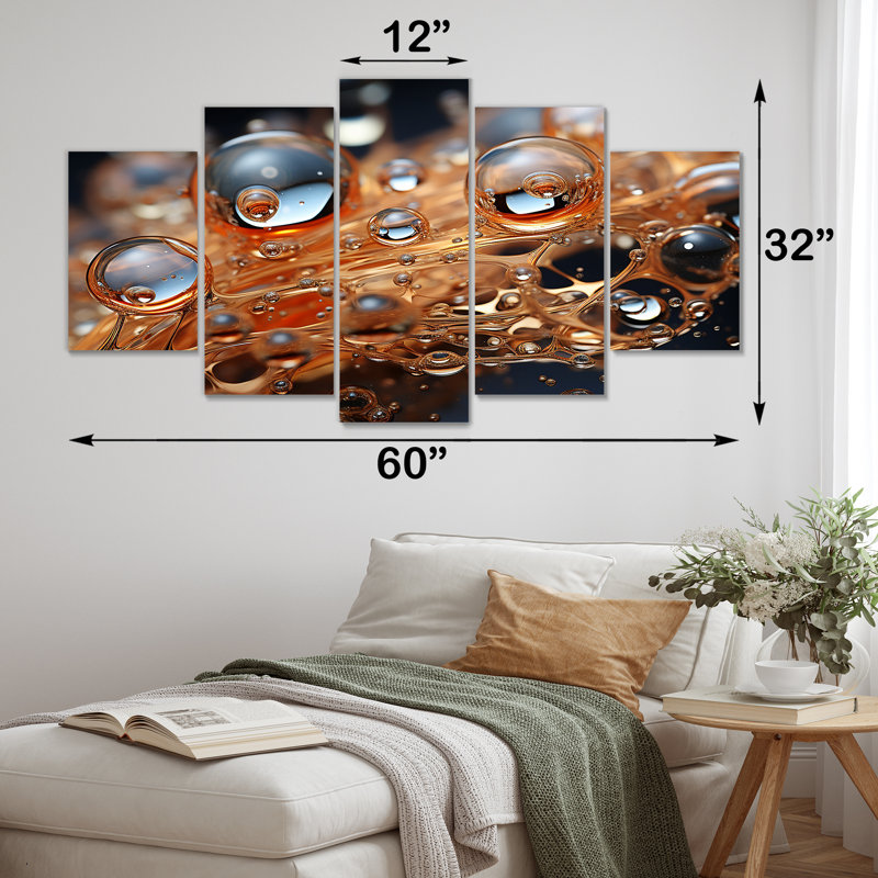 «Beating Bronze Perlages Champagen - Champagne Multipanel», ensemble d'art mural