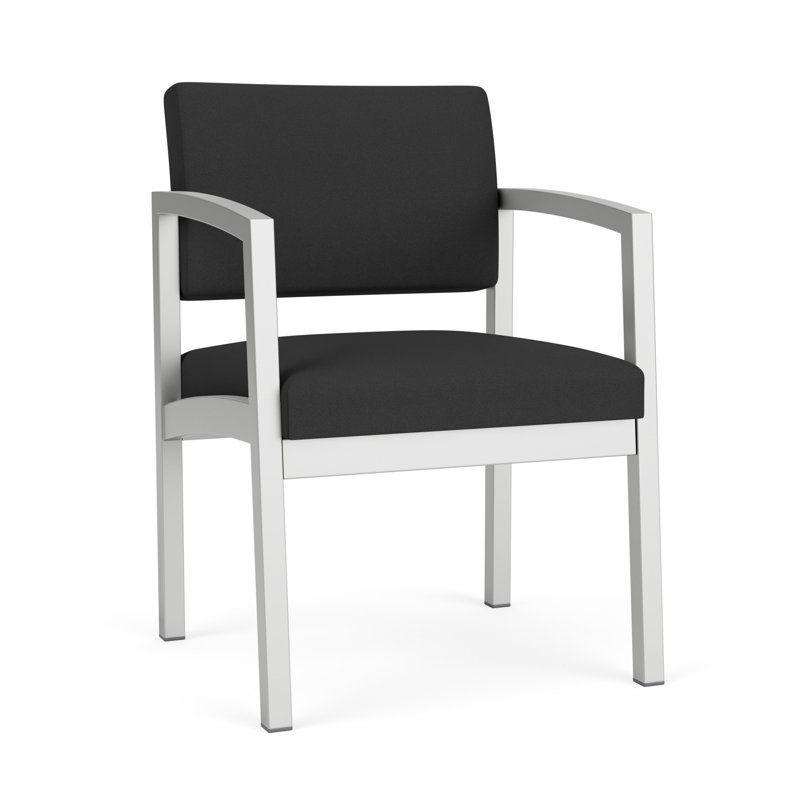 Chaise en acier Lenox, Argent argent, Graphite Visite Libre - Tissu uni
