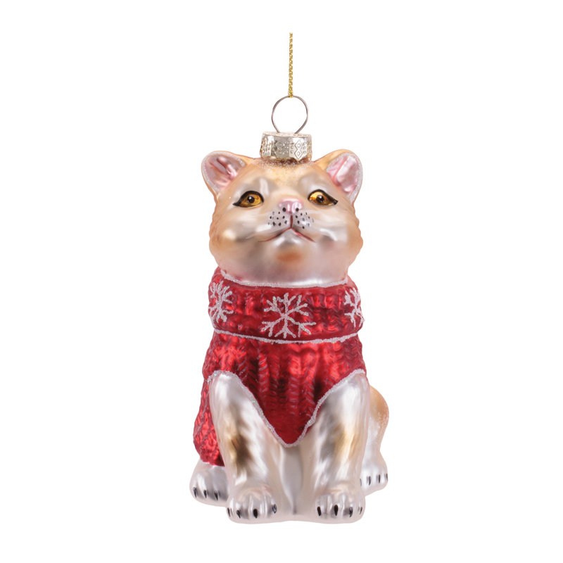 Chat en verre avec ornements de chandail (ensemble de 12)