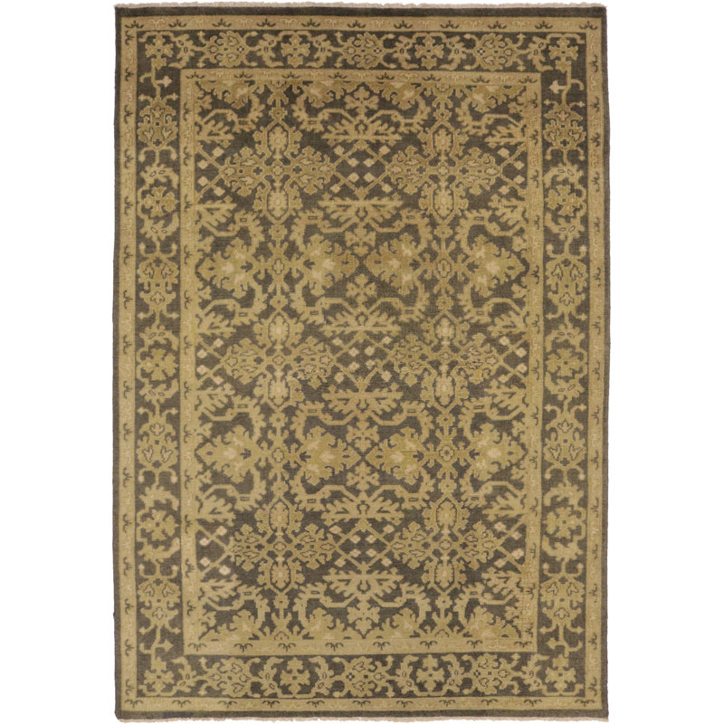 Tapis oriental brun foncé 6 x 9 Eleia