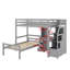 Lit mezzanine simple avec lit autonome, escalier de rangement, bureau, tablettes et tiroirs-1862613419