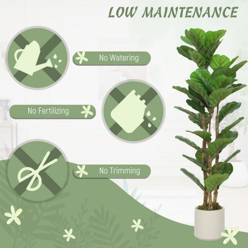 119.99 cm H Faux Fiddle Leaf Fig Tree Plant in Plastic and Cement