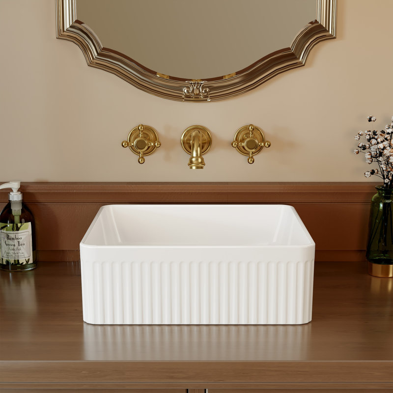 Lavabo vasque carré pour salle de bain 14,8 pouces