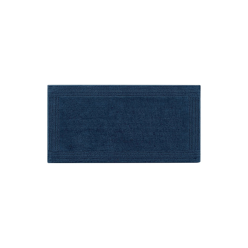 1 PCS 24X44" 100% Cotton Tufted 3000 GSM Reversible Bath Rug Navy, Navy, Single - 44" L x 24" W