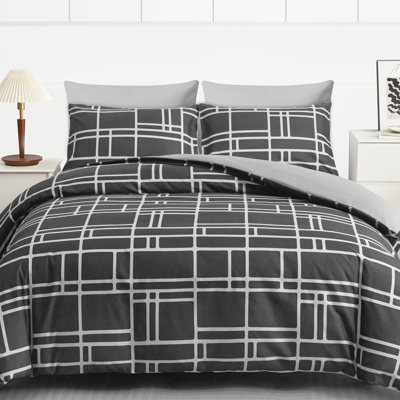 Microfiber Chequered Duvet Cover Set