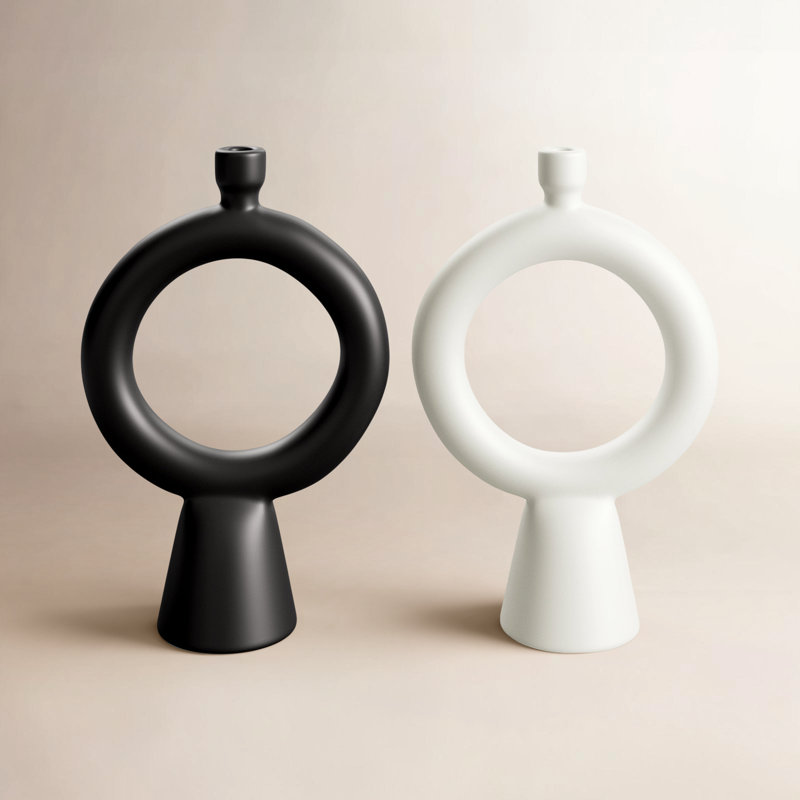 Mable 12.05'' H Earthenware Tabletop Candlestick