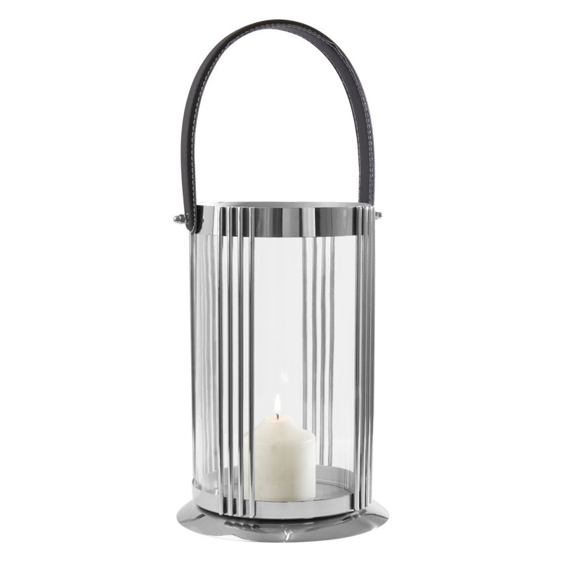 Cyrus Tabletop Lantern, 45 cm H x 19 cm W x 19 cm D, Silver