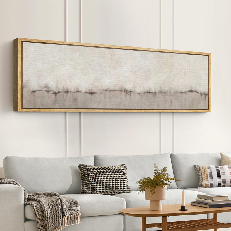 «Minimal Landscape Minimalist Abstract Design in Soft Neutrals», art extra large, art mural, H 20 po x l 60 po, Naturel