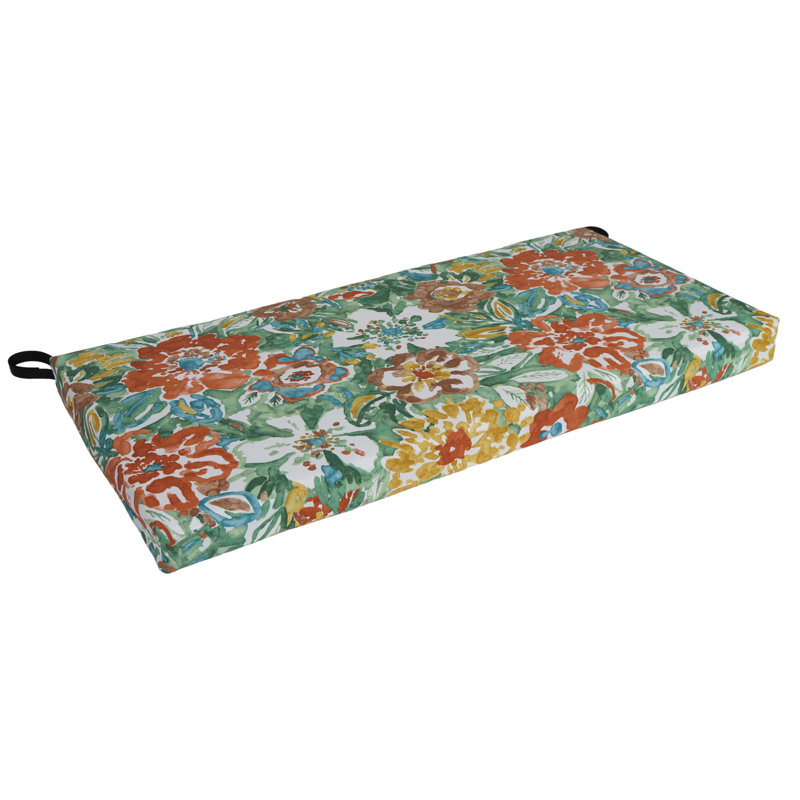 Outdoor Loveseat Cushion, 40" W x 19" D, White/Sun River Mist Floral