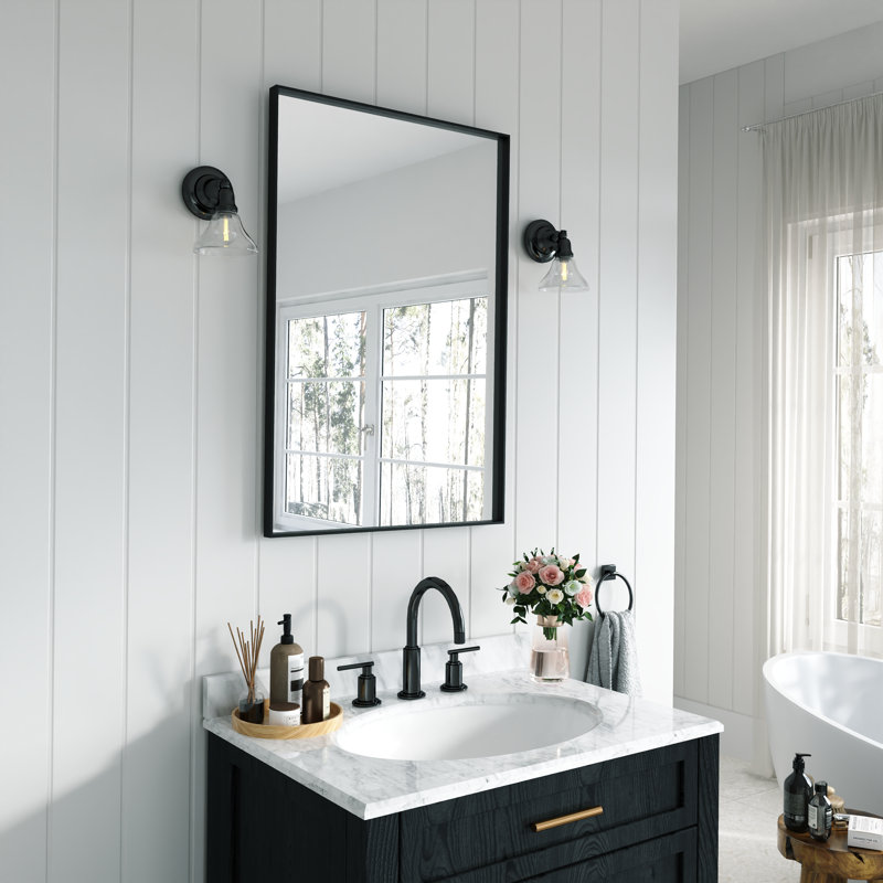 Metal Rectangle Mirror, 24" x 36", Black