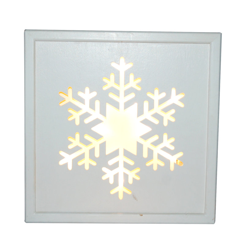 Décoration murale flocon de neige en bois illuminé