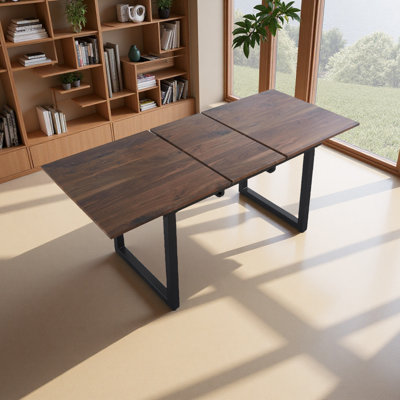 Table de salle à manger carrée extensible avec pieds en métal, table de cuisine moderne pour le salon