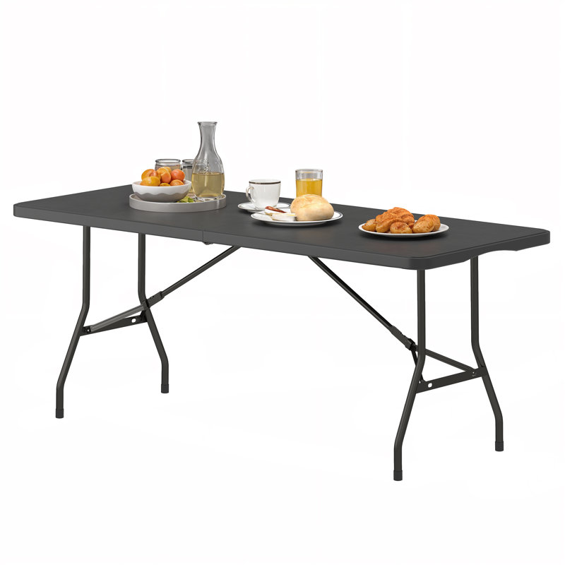 Trudy Folding Camping Table with Carry Handle, Garden Table 180 x 74x 74 cm, Black