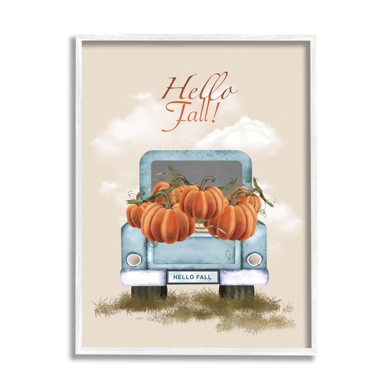 Hello Autumn Seasonal Autumn at-106, H 30 po x l 24 po x P 1,5 po, Giclée encadrée blanc bord de mer