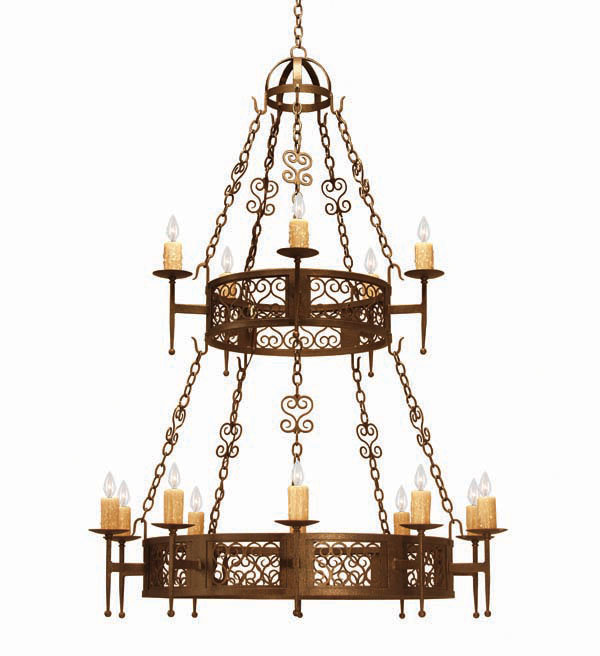 Toscano 15 - Light Chandelier, Gilded Tobacco, No Shade