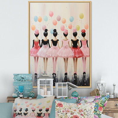 Rose Pop Art, filles, ballet - Ballet, art mural