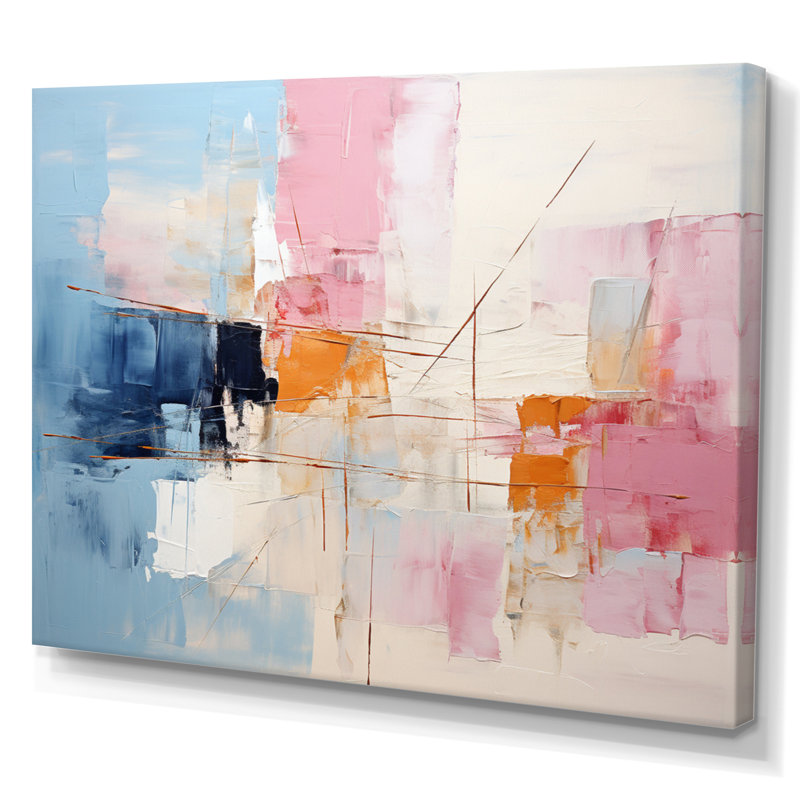 Patchwork abstrait IV sur toile, Toile tendue, H 16 po x l 32 po x P 1 po