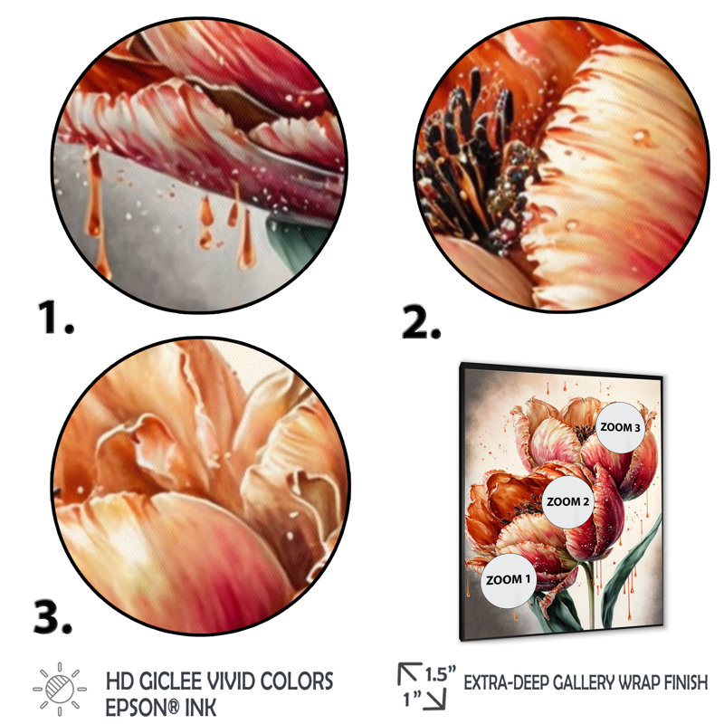 «Blooming Red Tulip», impression sur toile, Cadre photo noir, H 20 po x l 12 po x P 1 po