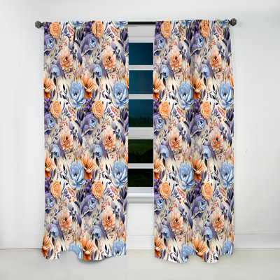 Delicate Flower Symphony - Floral Curtain - Velvet Room Darkening - 1 Panel