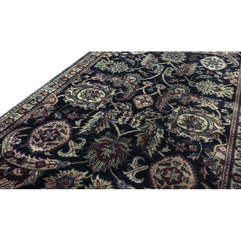 Hand-Knotted High-Quality Black and Gold Runner