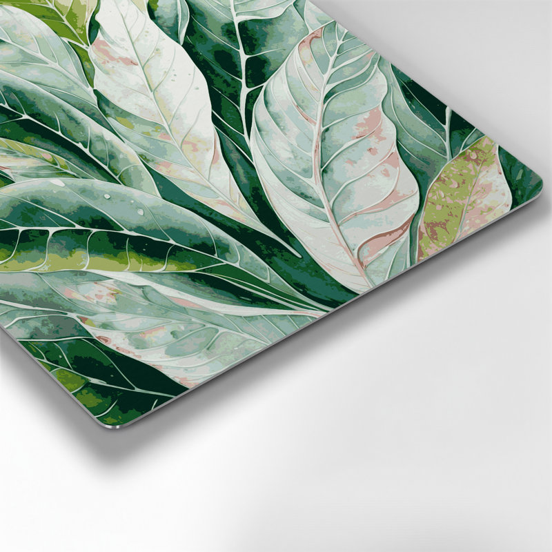 Art mural en métal Botanical Aglaonema, H 96 po x l 96 po x P 0,05 po