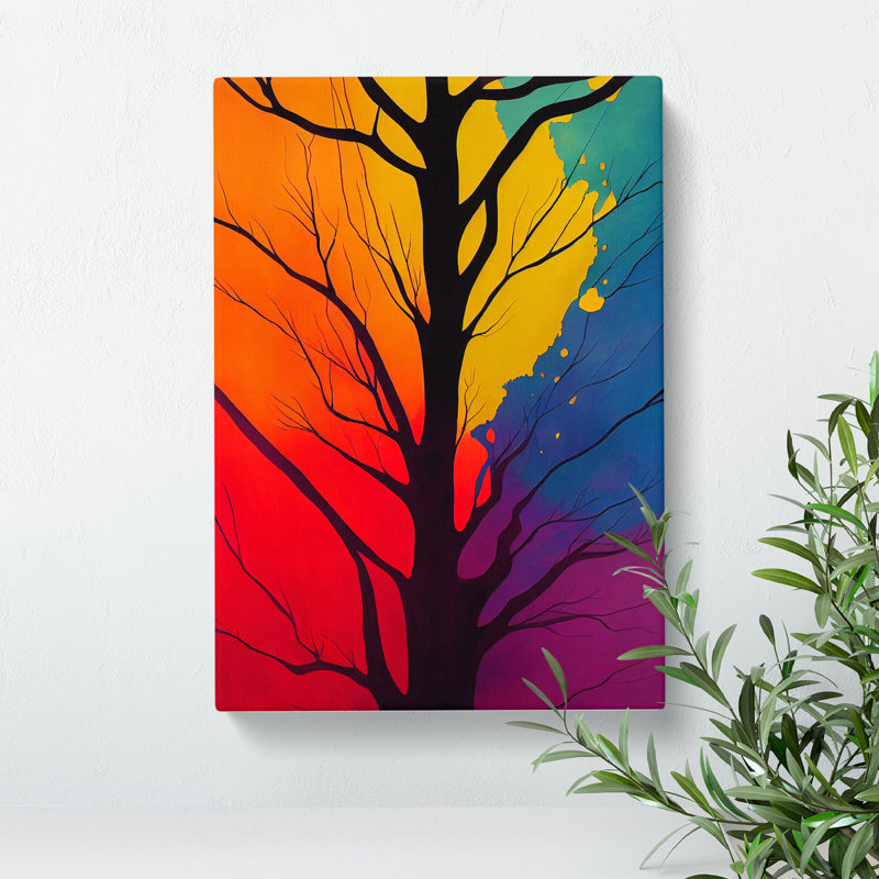 Colourful Abstract Tree No.2 - Wrapped Canvas, 76cm H x 50cm W