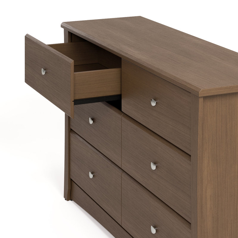 Crescent 6 Drawer Double Dresser, Hazelnut