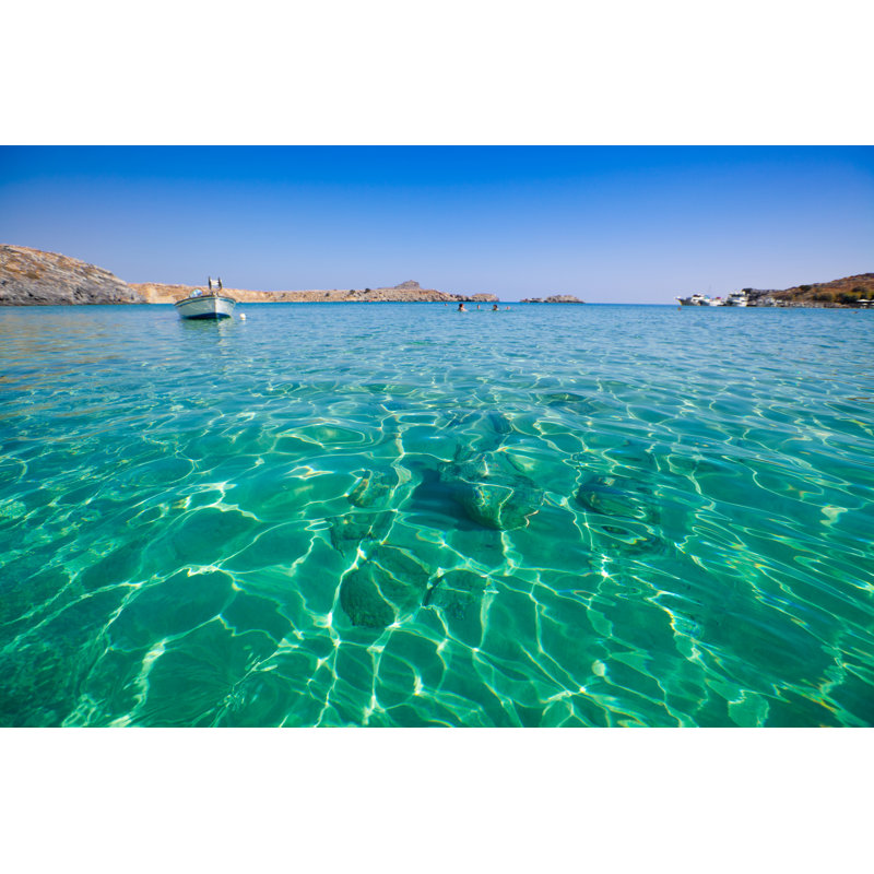 Beautiful Beach In Greece by Anzeletti - No Frame Print on Canvas, 30cm H x 46cm W