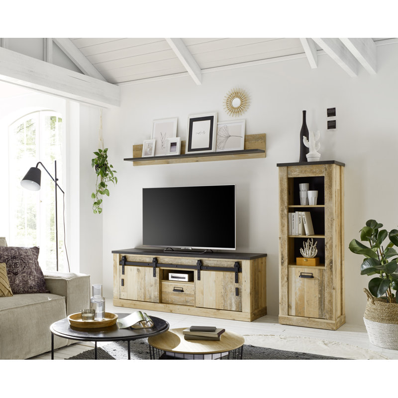 Jackeline TV Stand for TVs up to 50", Light Brown/Black