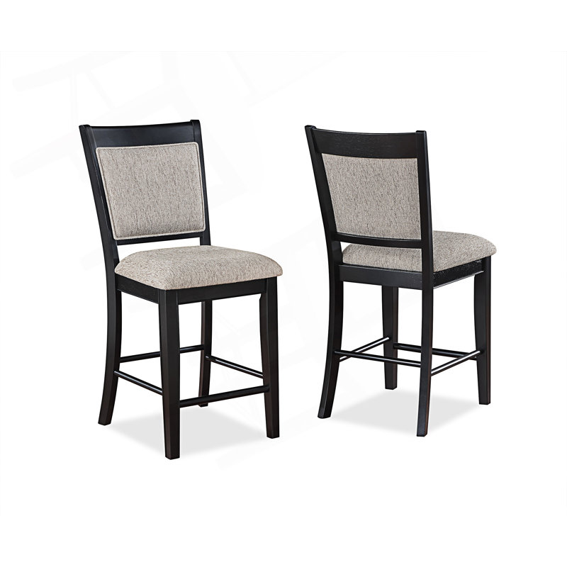 Tabouret de bar 2 pièces Farmhouse Style, Siège beige / structure noire