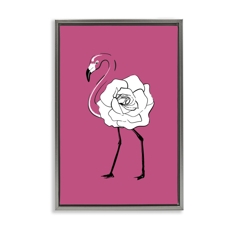 Toile flottante encadrée «Rose Blossom Flamingo» par Martina Pavlova, Cadre flottant gris lustré, H 25 po x l 17 po