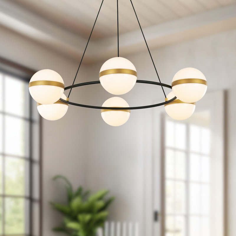 Tagliato 8 - Light Steel Dimmable LED Round Chandelier, 6.38"H x 36"W x 36"D