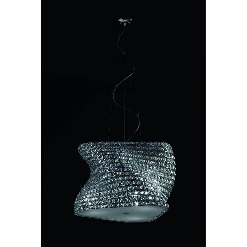 6 - Light Chrome Unique/Statement Pendant, Clear
