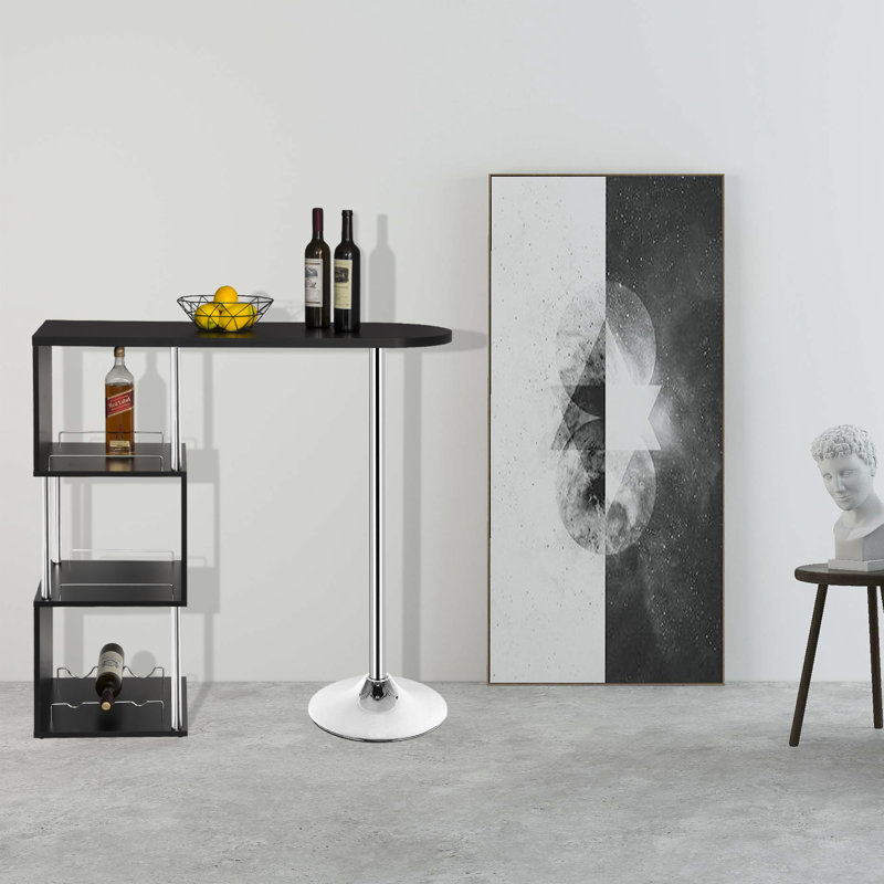 Bar Table Bar Table Bar Table With Shelf MDF Metal, Black