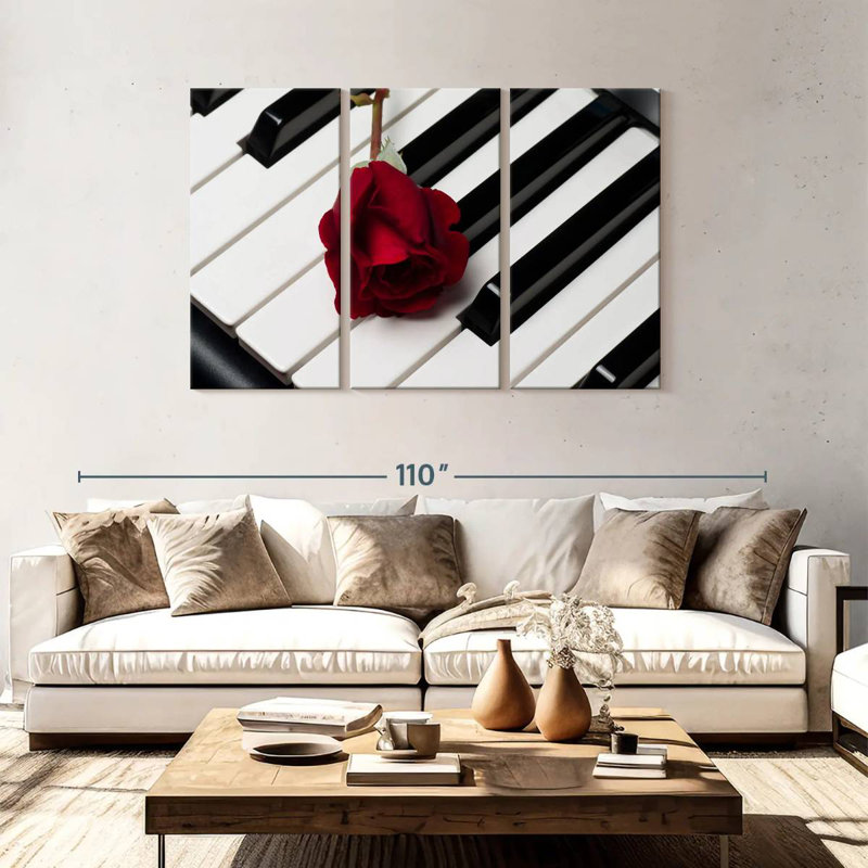 Harnek, touches de piano et rose, H 48 po x l 74 po