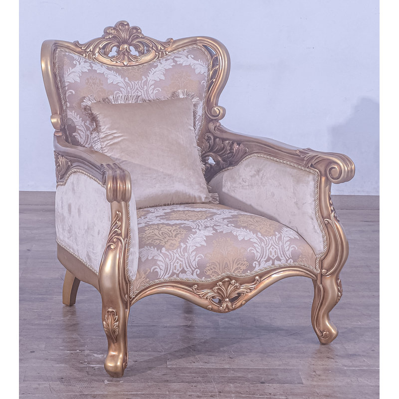 Living Room Set, Brown Linen Blend, Gold
