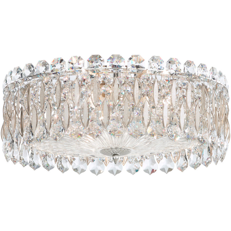 Sarella 3 Light 16In Round Flushmount, Radiance Crystals, Stainless Steel