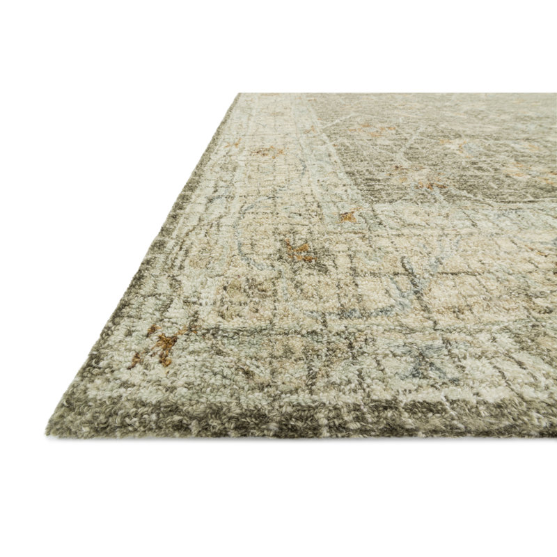 Tapis oriental en laine taupe / sable / brun doré Fitzwater, Rectangle 7 pi 9 po x 9 pi 9 po