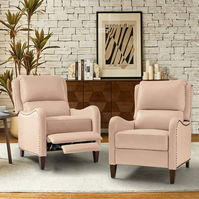 Fauteuil inclinable en cuir Beecher 28,75 po, Cuir pleine fleur rose