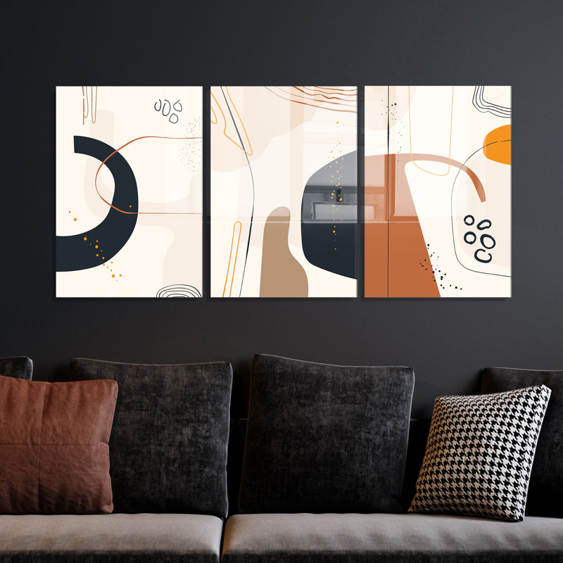 3 Piece No Frame Print Set on Glass, 50cm H x 70cm W x 0.4cm D