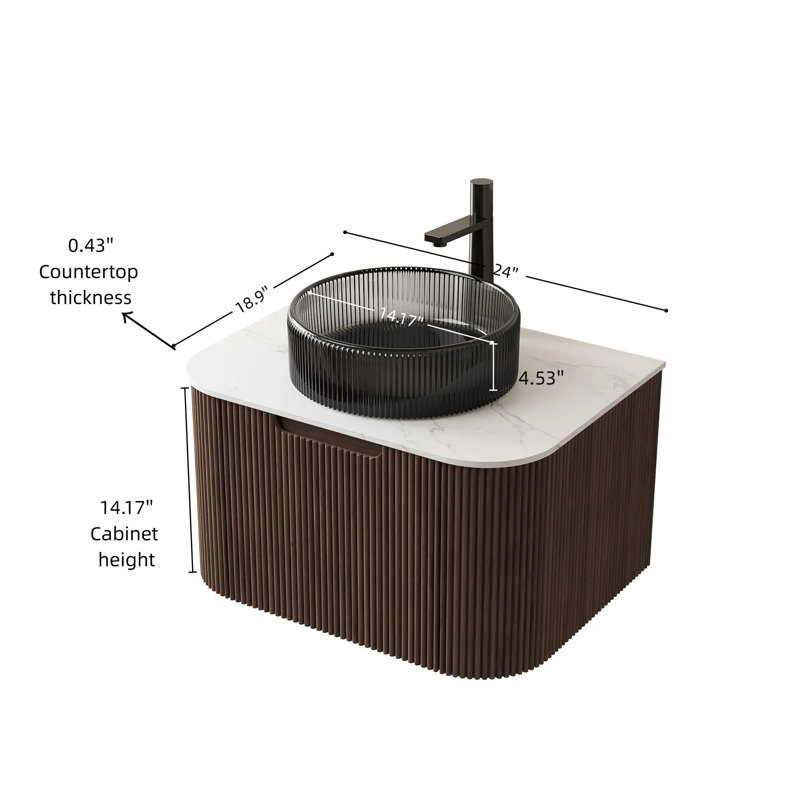 Meuble-lavabo et lavabo pour salle de bain 24 po Dina, 24", Noyer foncé