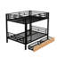 Lit superposé double en métal noir avec rangement - construction stable convertible 2 tiroirs, choix de chambre à coucher moderne