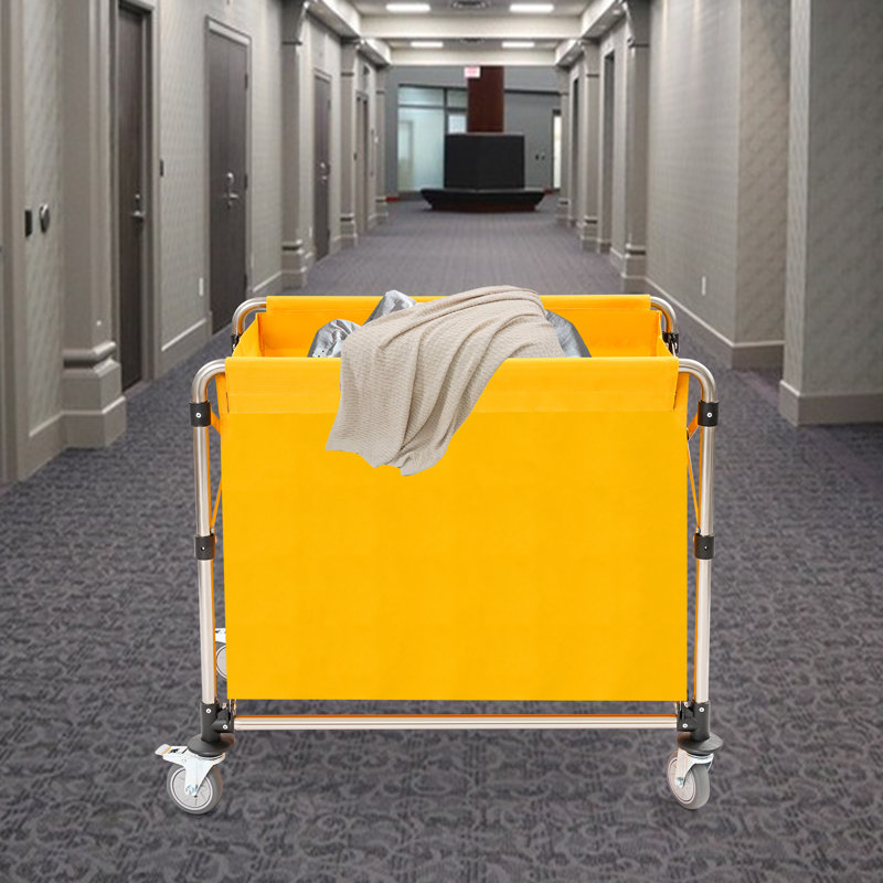 34.25X20.47X30.7” Folding Laundry Cart, 30.7" H x 34.52" W x 20.47" D, Yellow